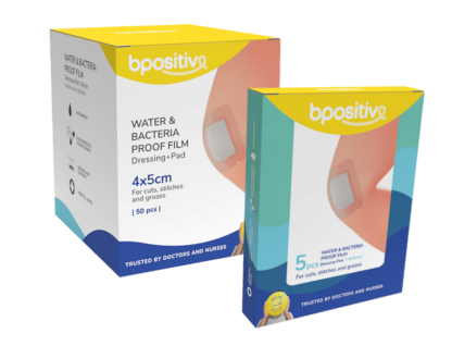 bpositive water and bacteria proof film dressing and pad